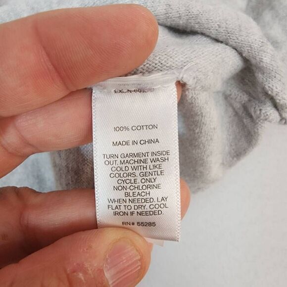 Express Size Small Grey Cold Shoulder with Embroidered Floral Sleeve Comfort Lon - Picture 6 of 7